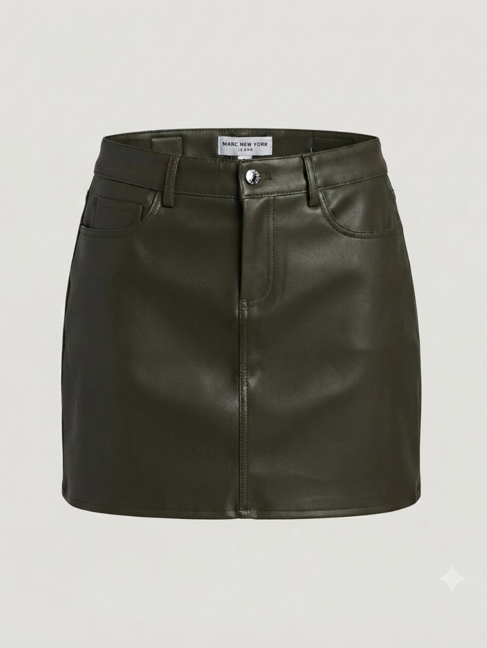 Marc New York Olive Green Faux Leather Mini Skirt Size 6